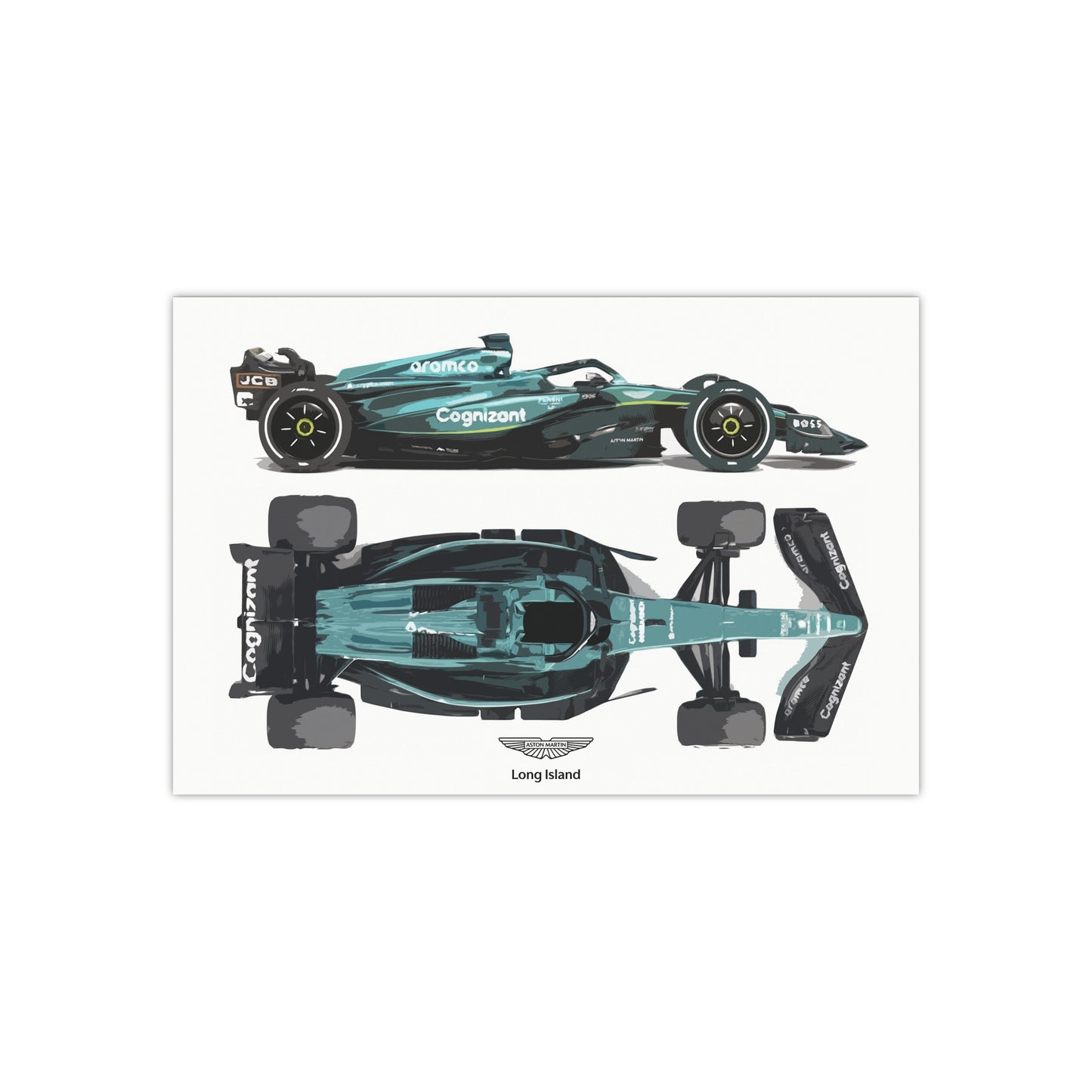 Aston Martin Long Island Formula 1 inspired Satin Poster