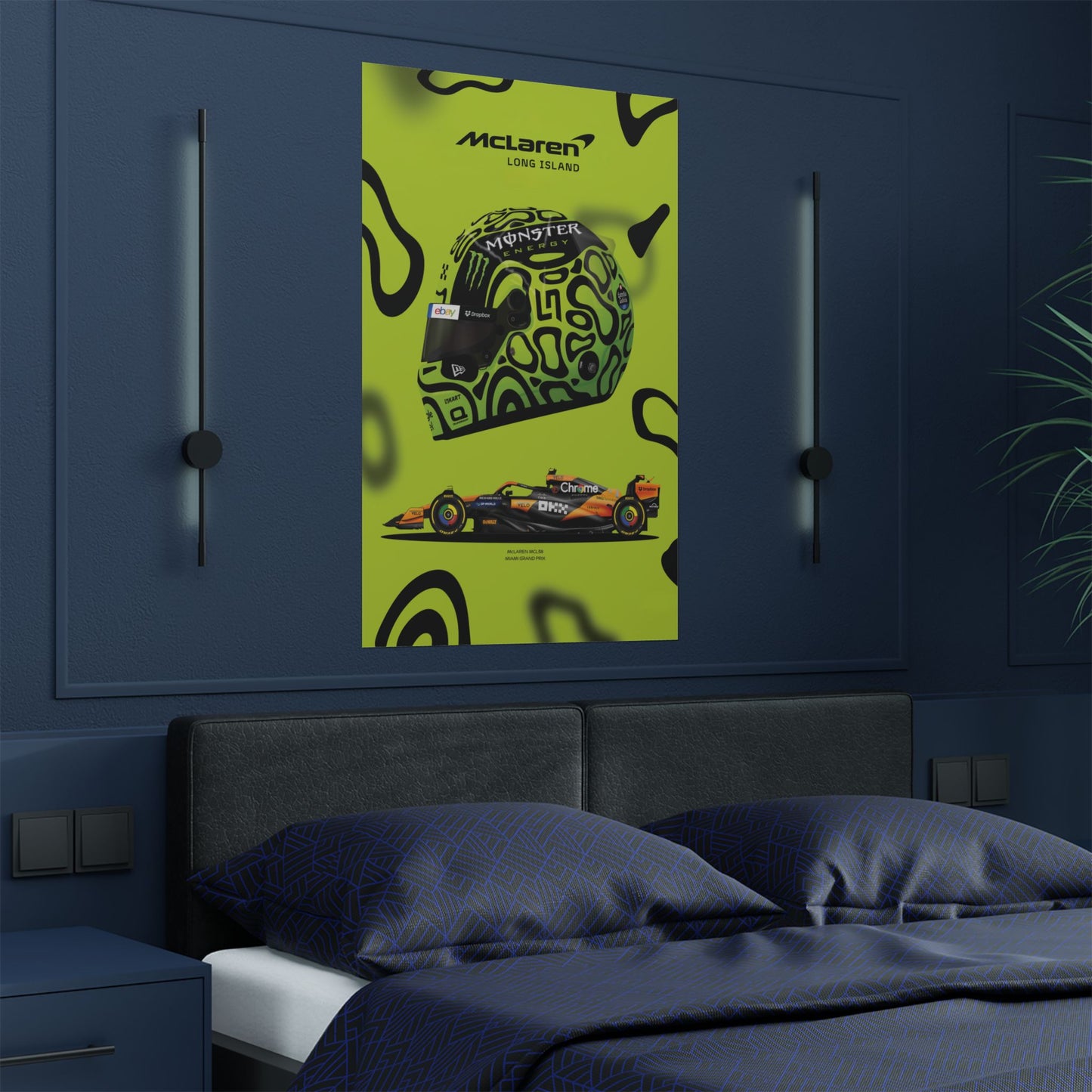 McLaren Long Island Formula 1 inspired | Norris McLaren McL38 Miami Grand Prix Satin Poster