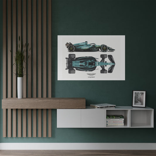 Aston Martin Long Island Formula 1 inspired Satin Poster