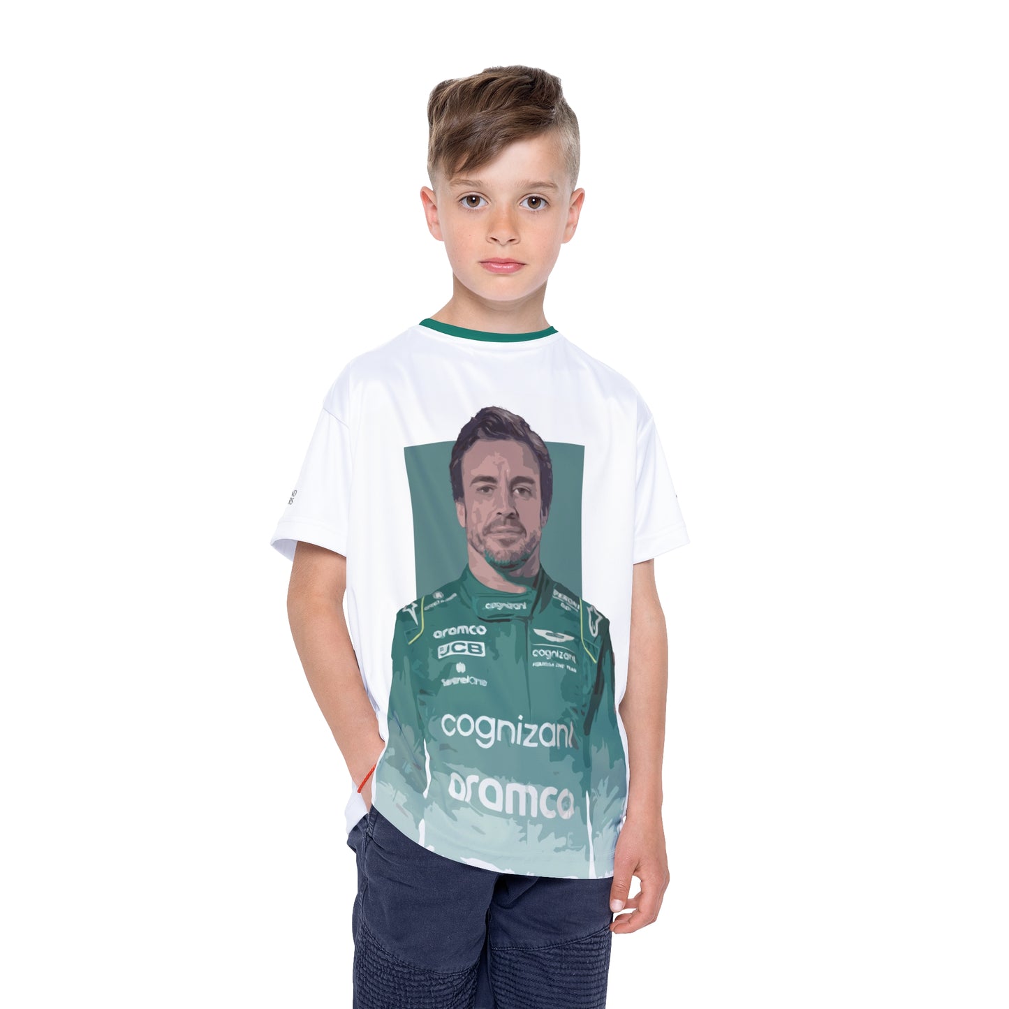 Kids Sports Jersey -Fernando Alonso Formula 1 inspired Design for Young Speed Enthusiasts