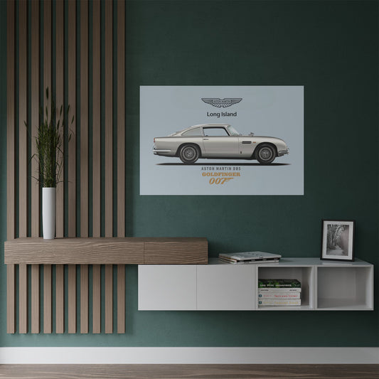 Aston Martin Long Island DB5 Goldfinger 007 inspired (B) Satin Poster