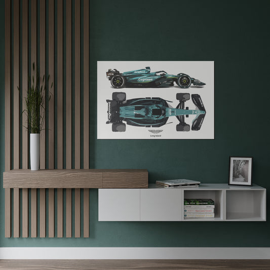 Aston Martin Long Island Formula 1 inspired Satin Poster