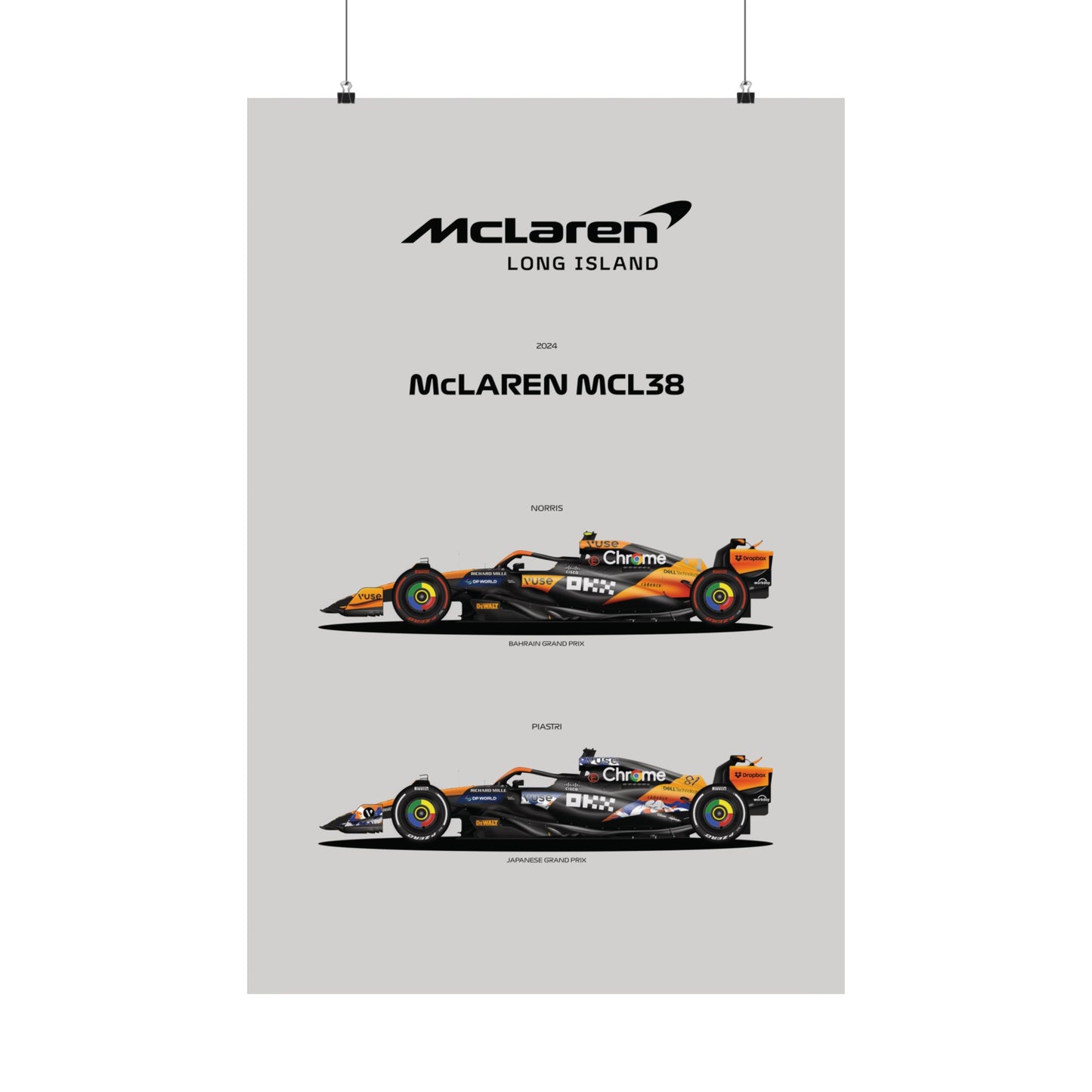 McLaren Long Island Formula 1 inspired Satin Poster