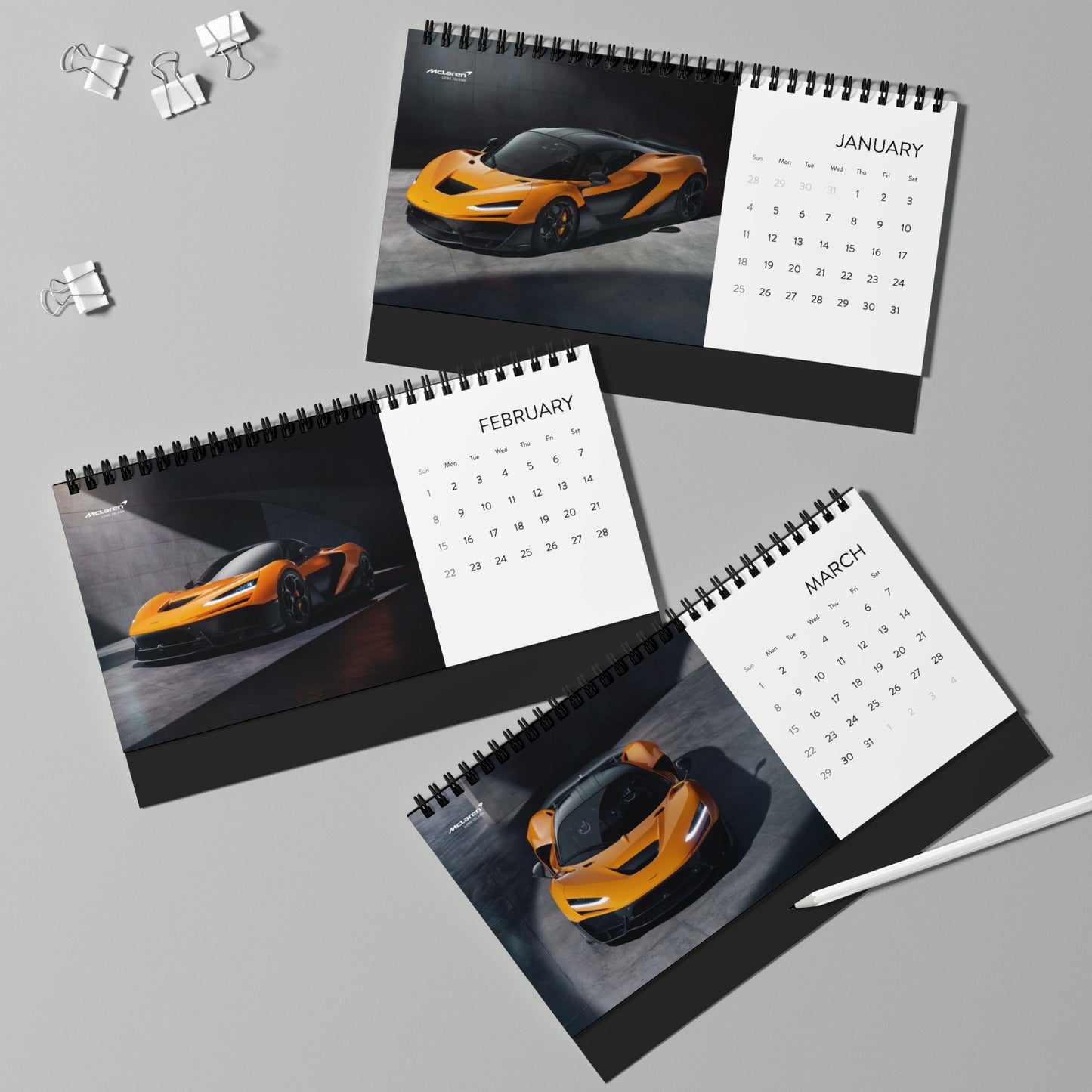 McLaren Long Island McLaren W1 inspired Automotive Desk Calendar 2026