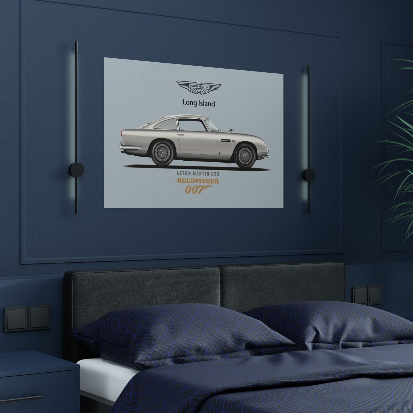 Aston Martin Long Island DB5 Goldfinger 007 inspired (B) Satin Poster