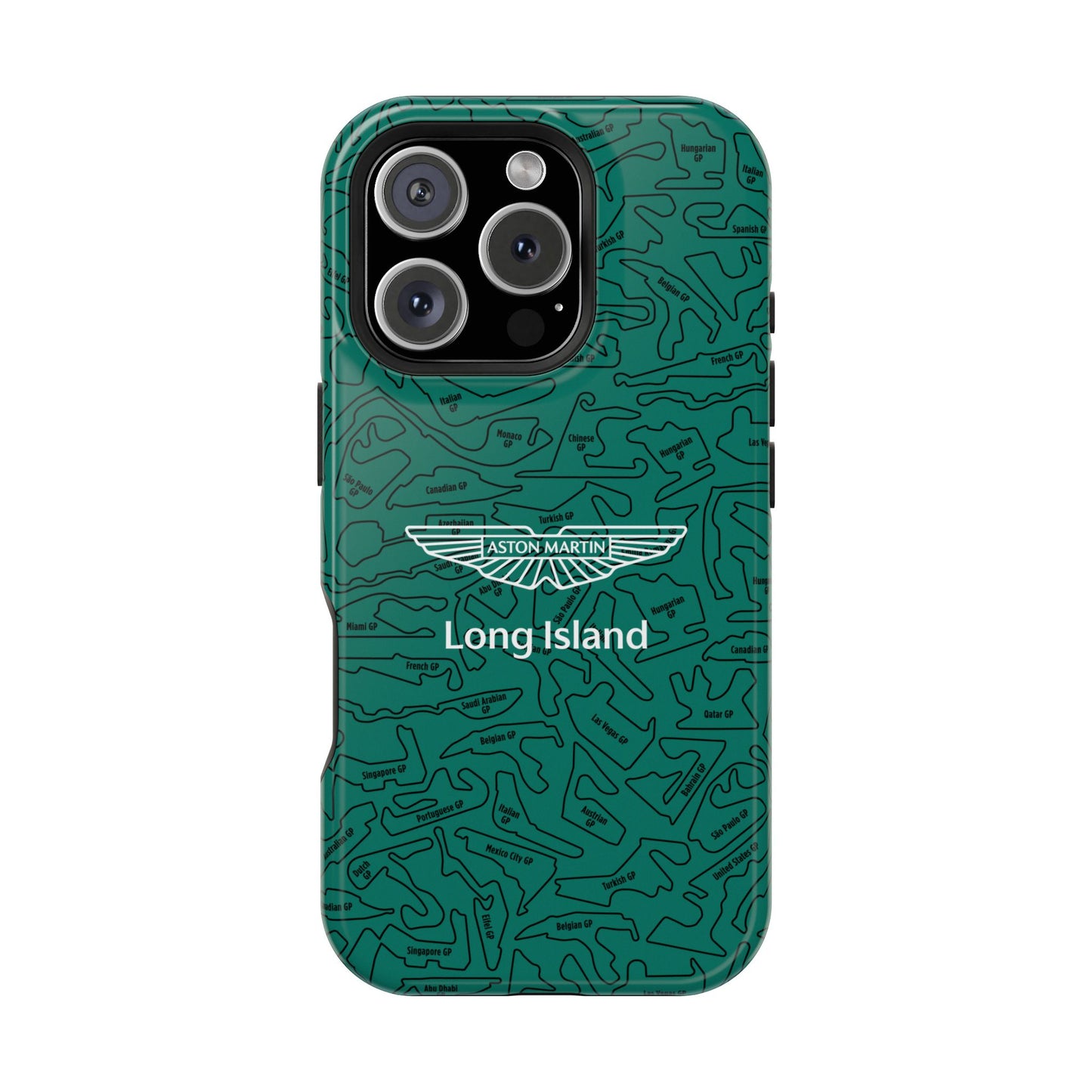 Aston Martin Long Island F1 race Track Inspired Impact-Resistant Phone Case
