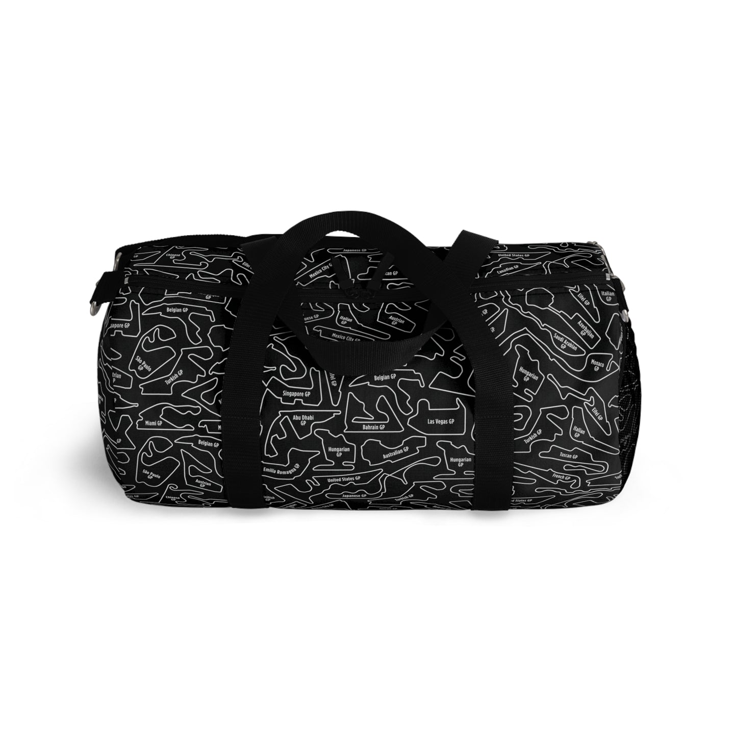 Long Island Sports Cars F1 Racetrack Vibrant Black Travel Duffel Bag