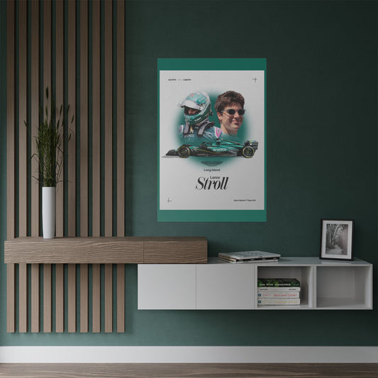 Aston Martin Long Island F1 inspired Lance Stroll Satin Poster Home Decor for F1 Fans