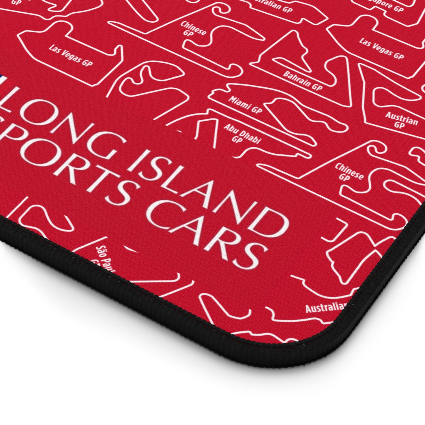 Long Island Sports Cars Mouse Pad Red F1 Racing Track Pattern Desk Mat