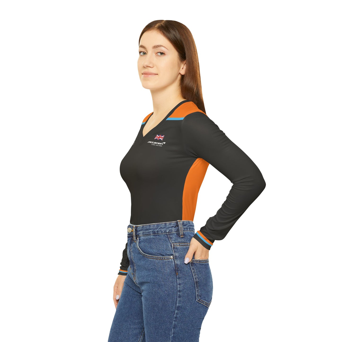 McLaren Long Island Long Sleeve V-Neck Shirt Performance Top for Women