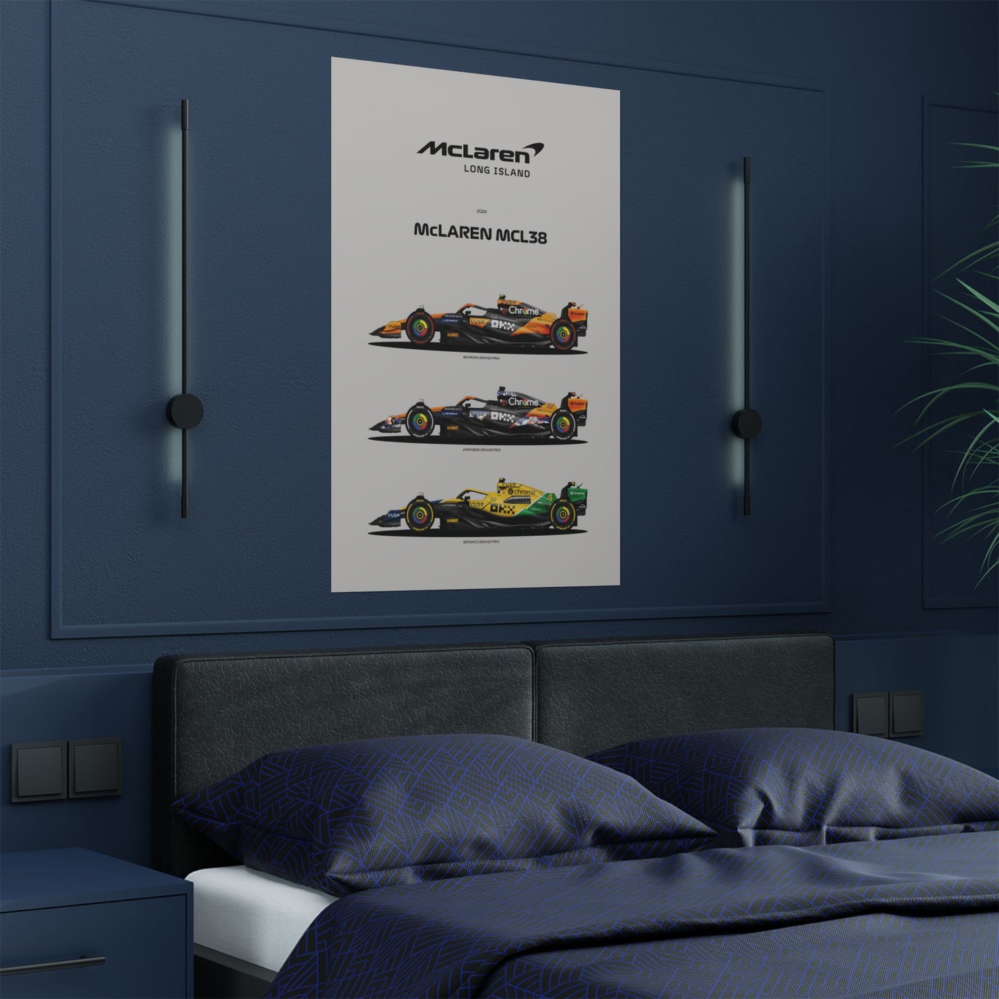McLaren Long Island Formula 1 inspired | McLaren McL38 livery Satin Poster