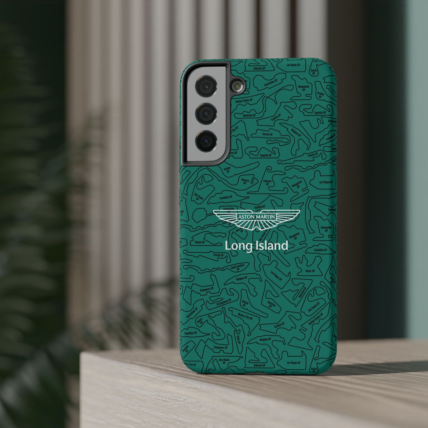 Aston Martin Long Island F1 race Track Inspired Impact-Resistant Phone Case