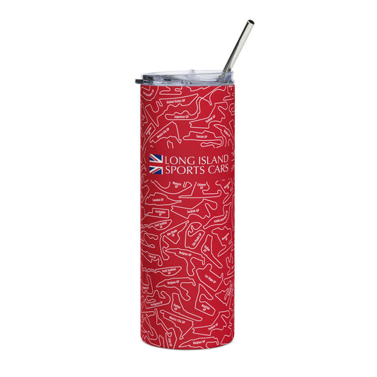 Long Island Sports Cars F1 Race Track Skinny Tumbler with Straw 20oz - Sleek Travel Mug for Car Enthusiasts