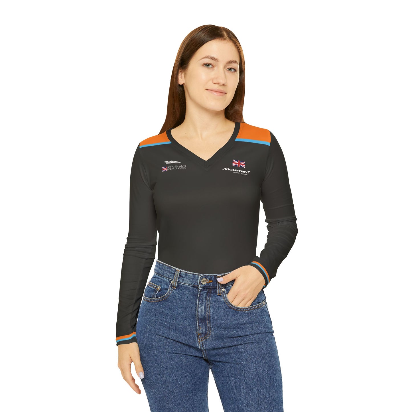 McLaren Long Island Long Sleeve V-Neck Shirt Performance Top for Women