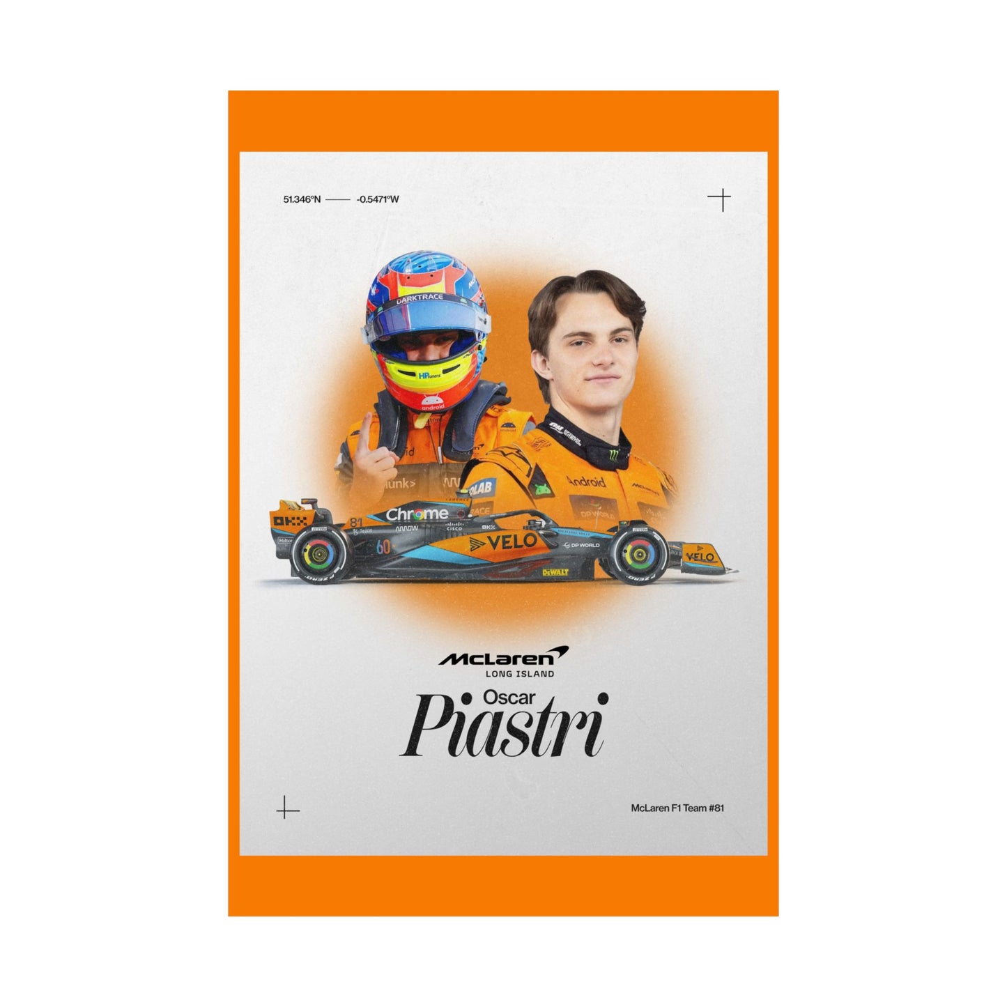 McLaren F1 inspired Oscar Piastri Satin Poster Home Decor for F1 Fans