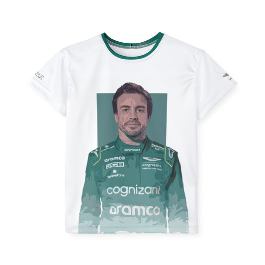 Kids Sports Jersey -Fernando Alonso Formula 1 inspired Design for Young Speed Enthusiasts