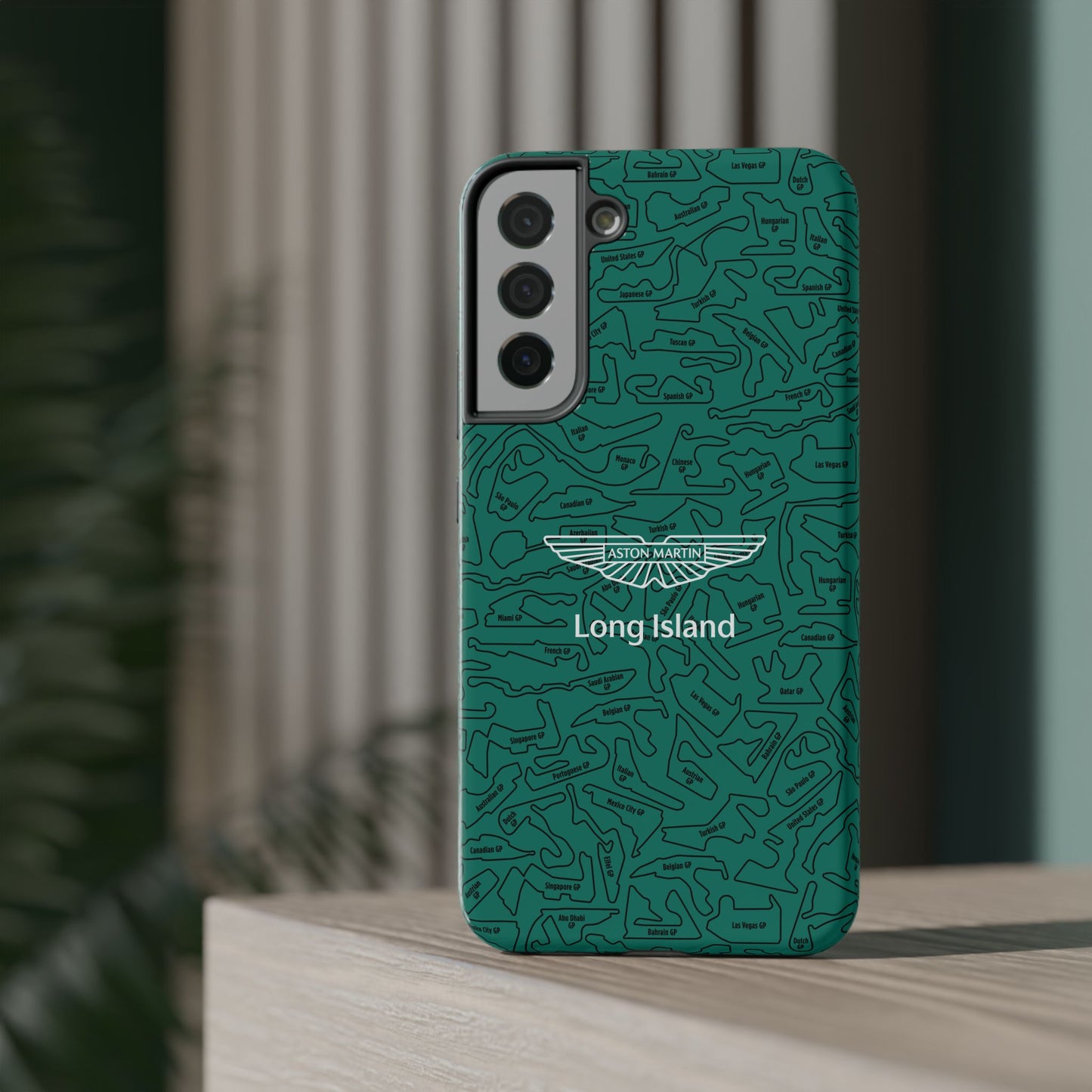 Aston Martin Long Island F1 race Track Inspired Impact-Resistant Phone Case