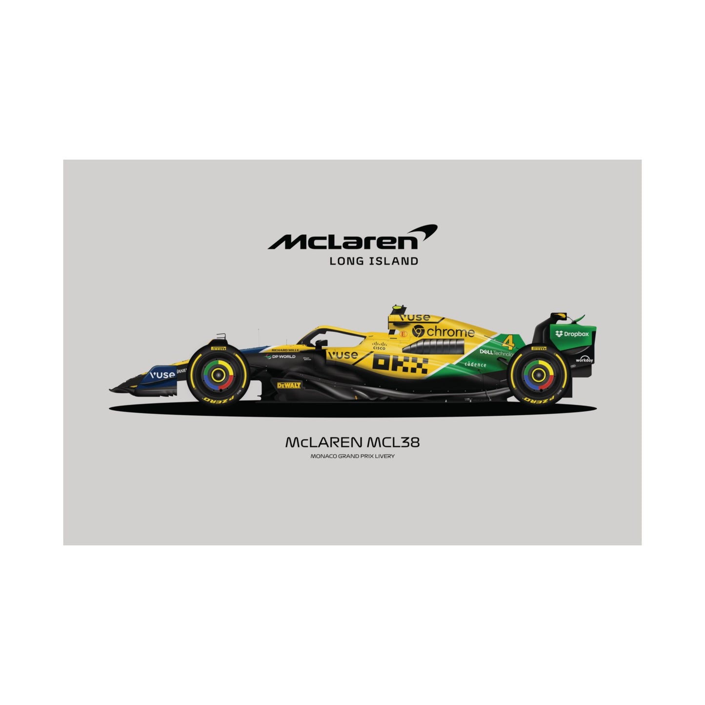 McLaren Long Island Formula 1 inspired Norris Monaco livery Satin Poster