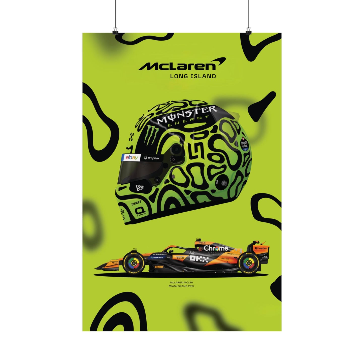 McLaren Long Island Formula 1 inspired | Norris McLaren McL38 Miami Grand Prix Satin Poster