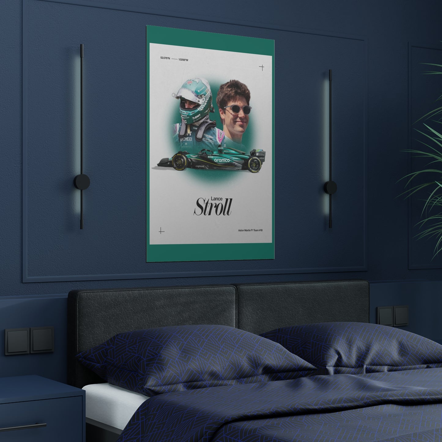 Aston Martin F1 inspired Lance Stroll Satin Poster Home Decor for F1 Fans