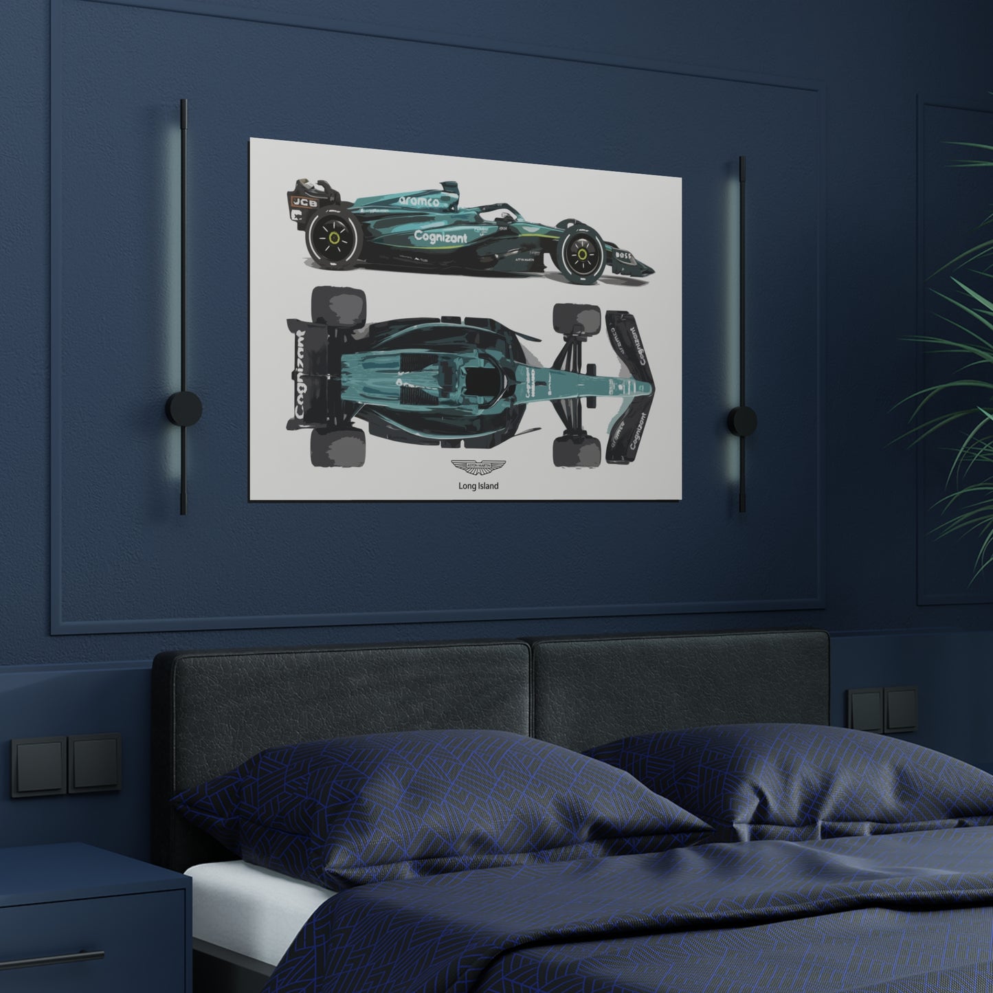Aston Martin Long Island Formula 1 inspired Satin Poster