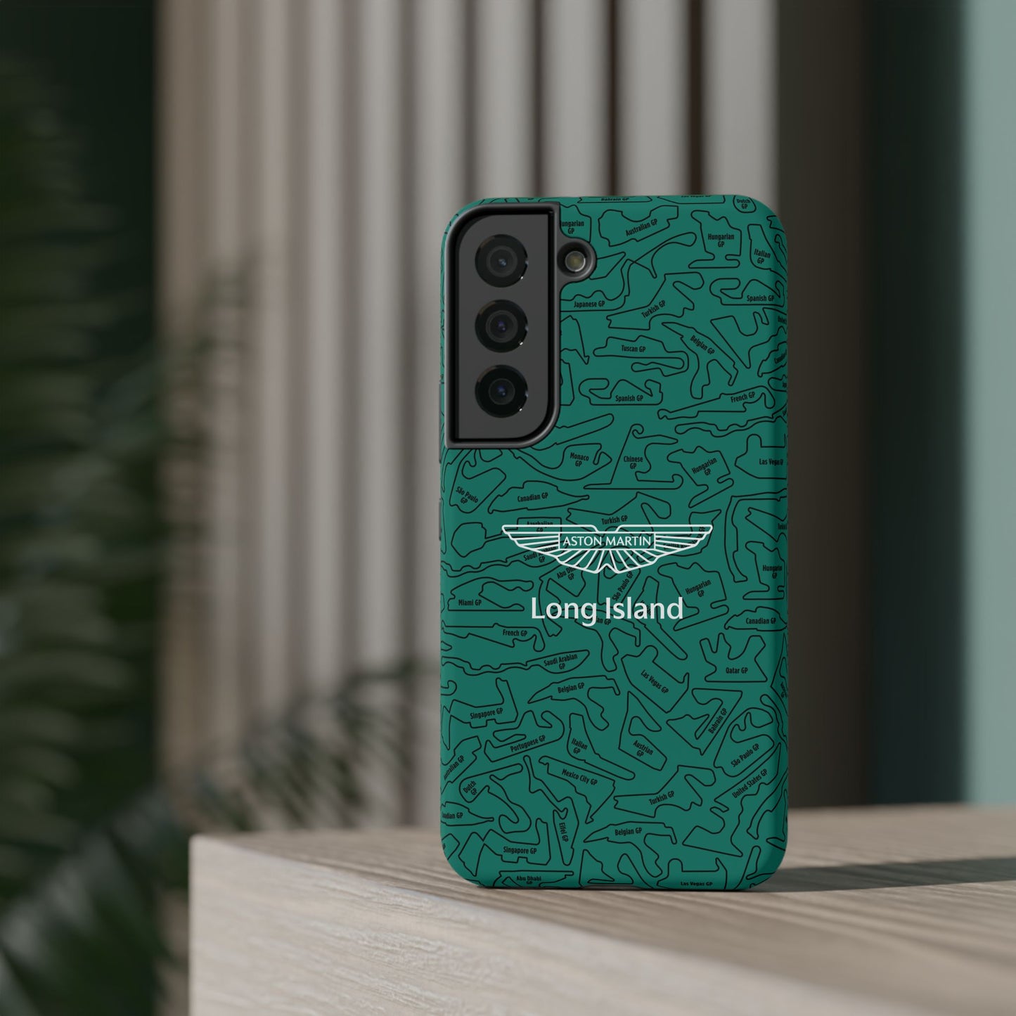Aston Martin Long Island F1 race Track Inspired Impact-Resistant Phone Case