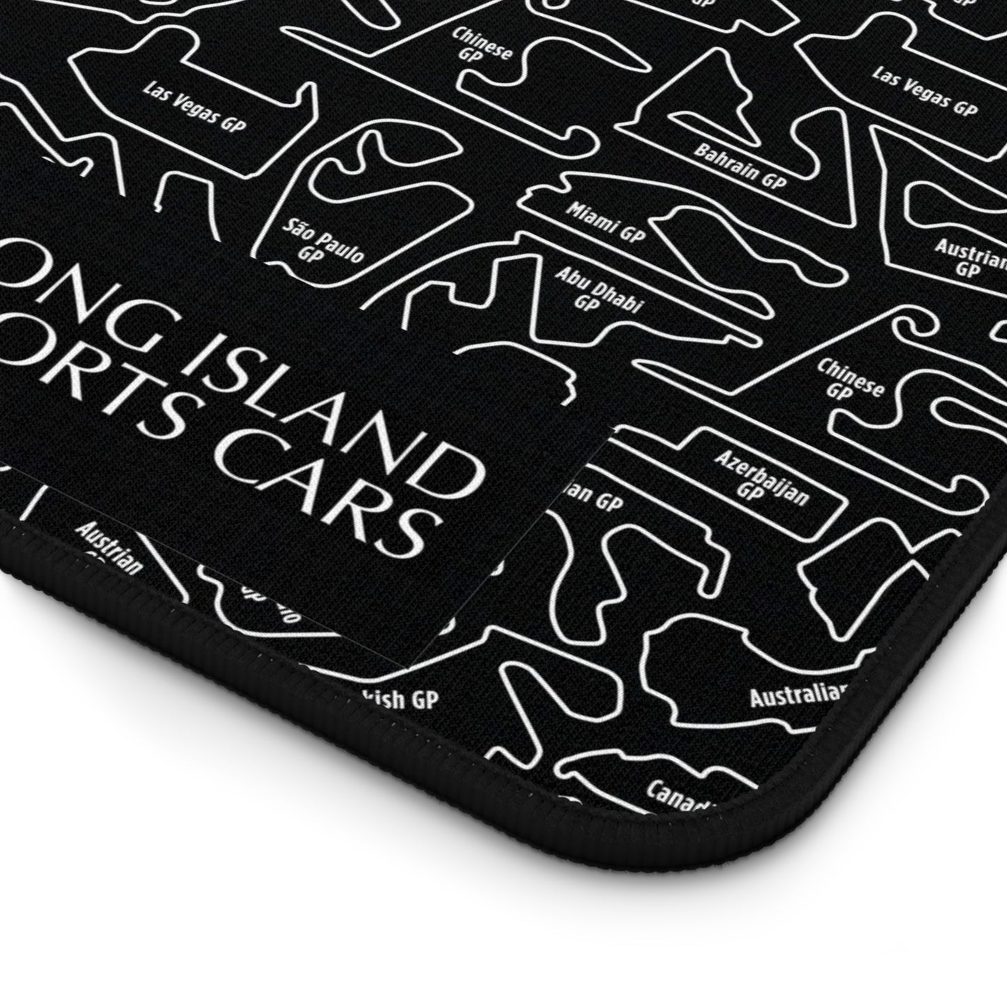 Long Island Sports Cars Mouse Pad Black F1 Racing Track Pattern Desk Mat