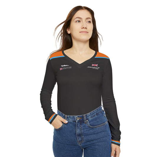 McLaren Long Island Long Sleeve V-Neck Shirt Performance Top for Women
