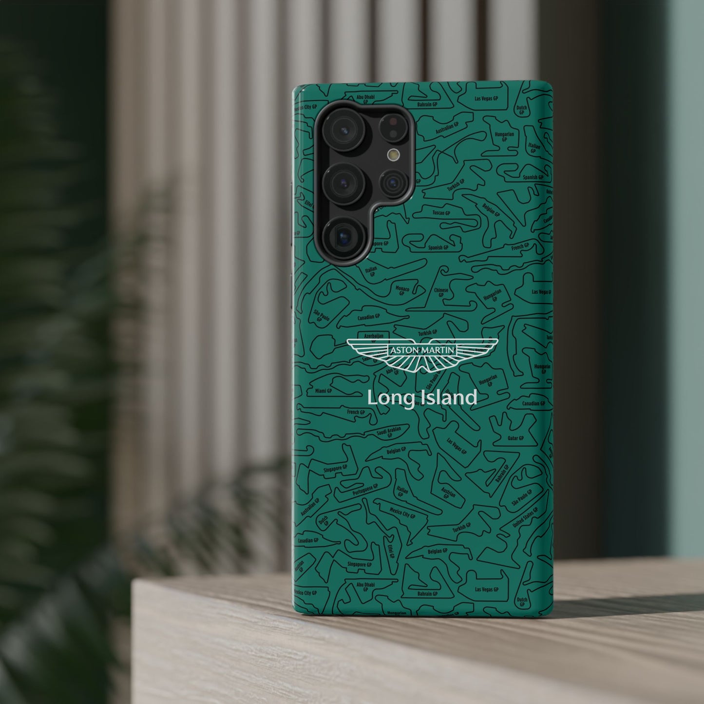 Aston Martin Long Island F1 race Track Inspired Impact-Resistant Phone Case