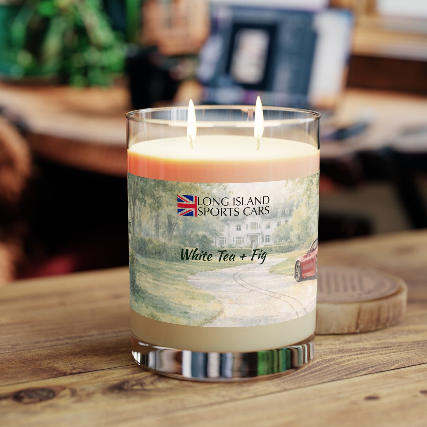 Long Island Sports Cars Scented Candle — White Tea + Fig 11oz Glass Jar