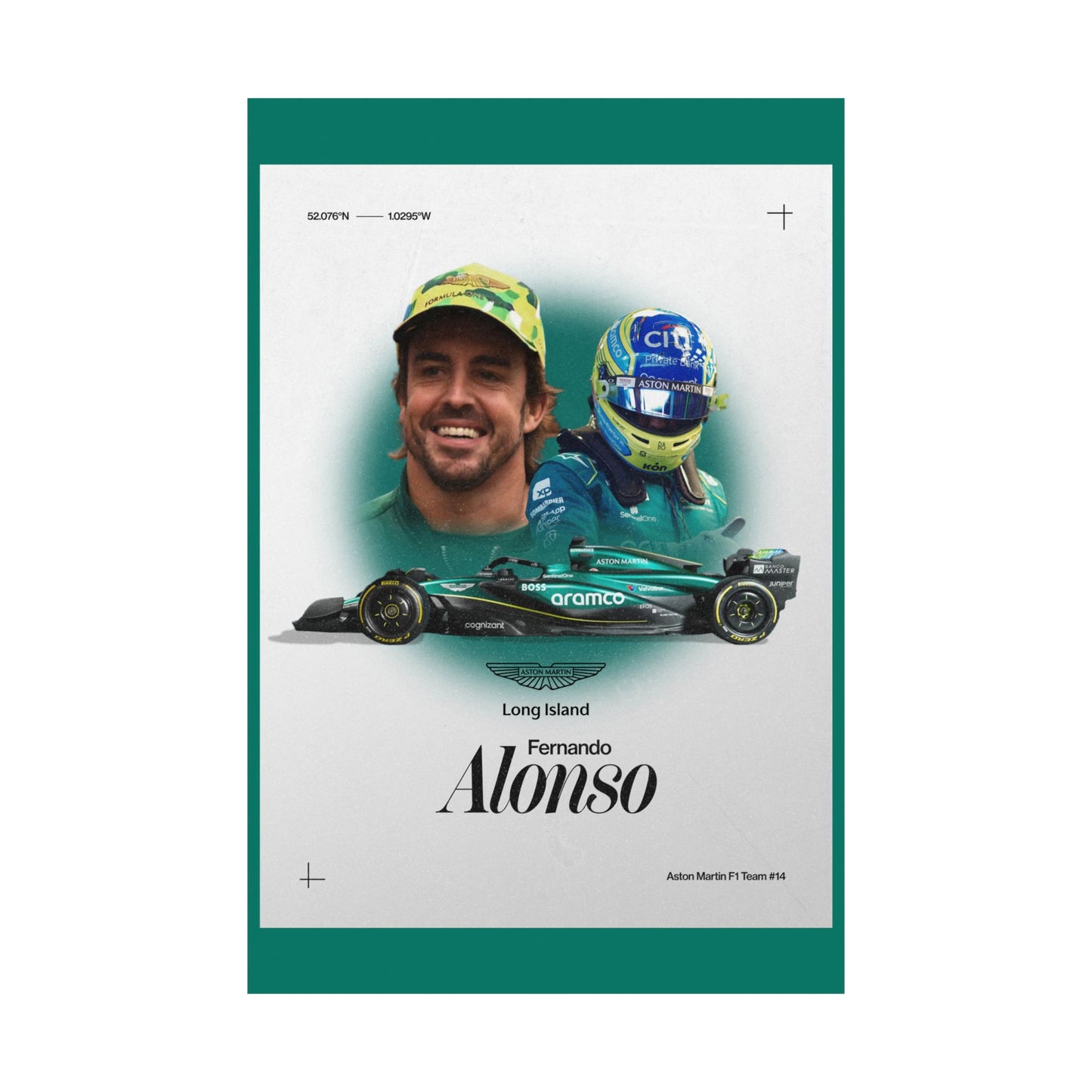 Aston Martin Long Island F1 inspired Fernando Alonso Satin Poster Home Decor for F1 Fans