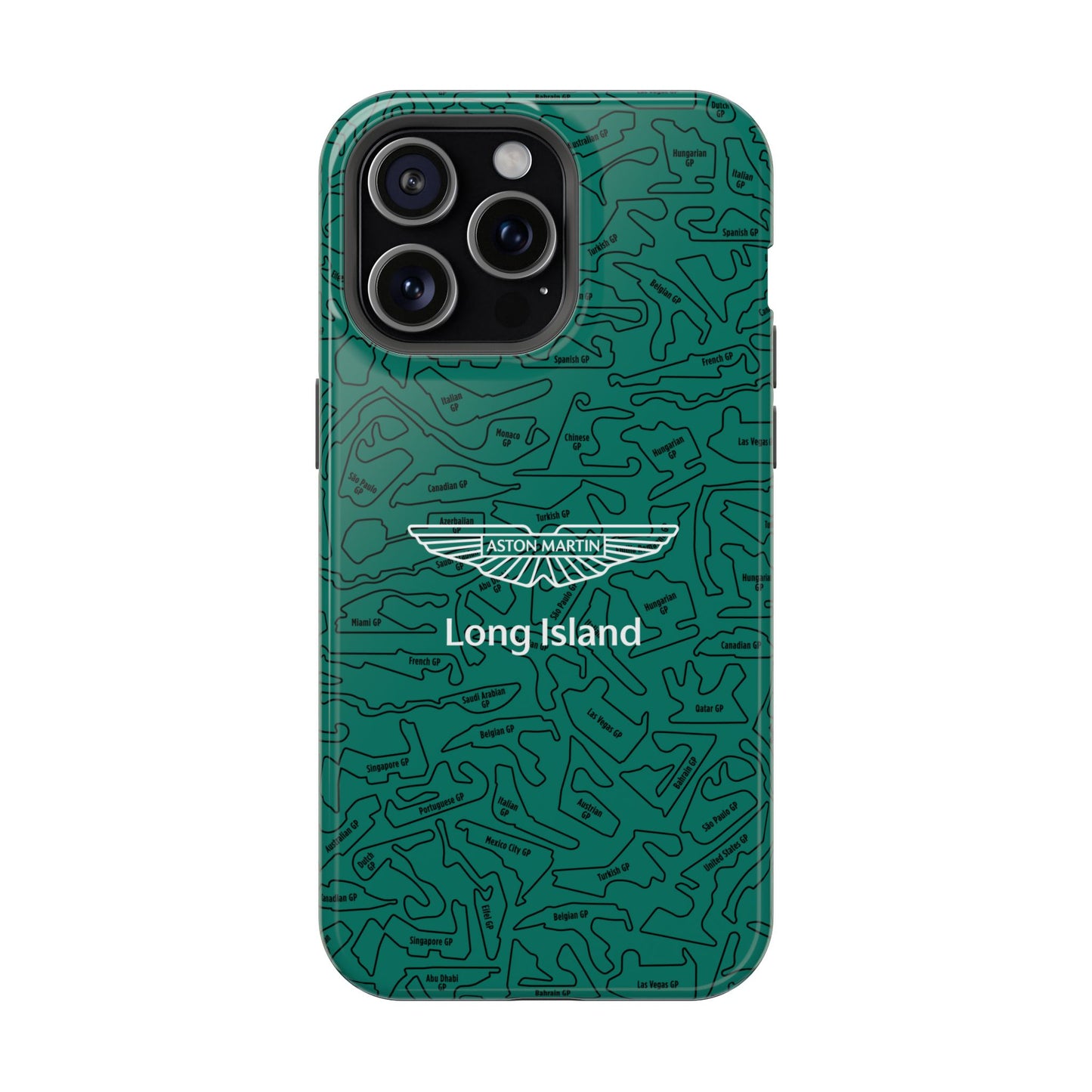 Aston Martin Long Island F1 race Track Inspired Impact-Resistant Phone Case