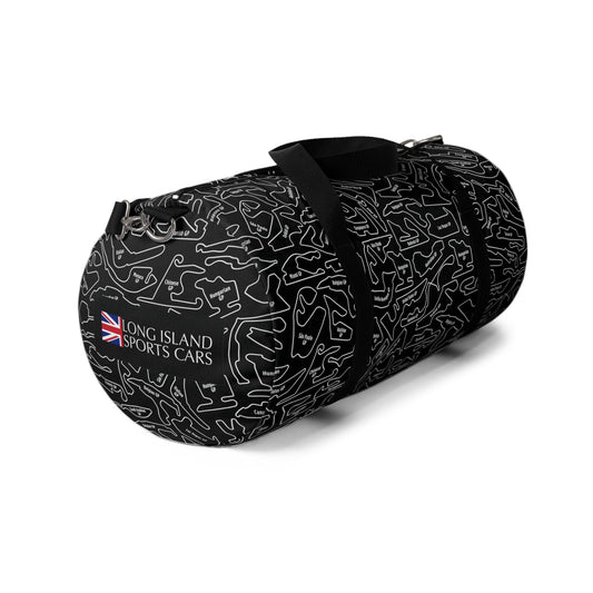 Long Island Sports Cars F1 Racetrack Vibrant Black Travel Duffel Bag