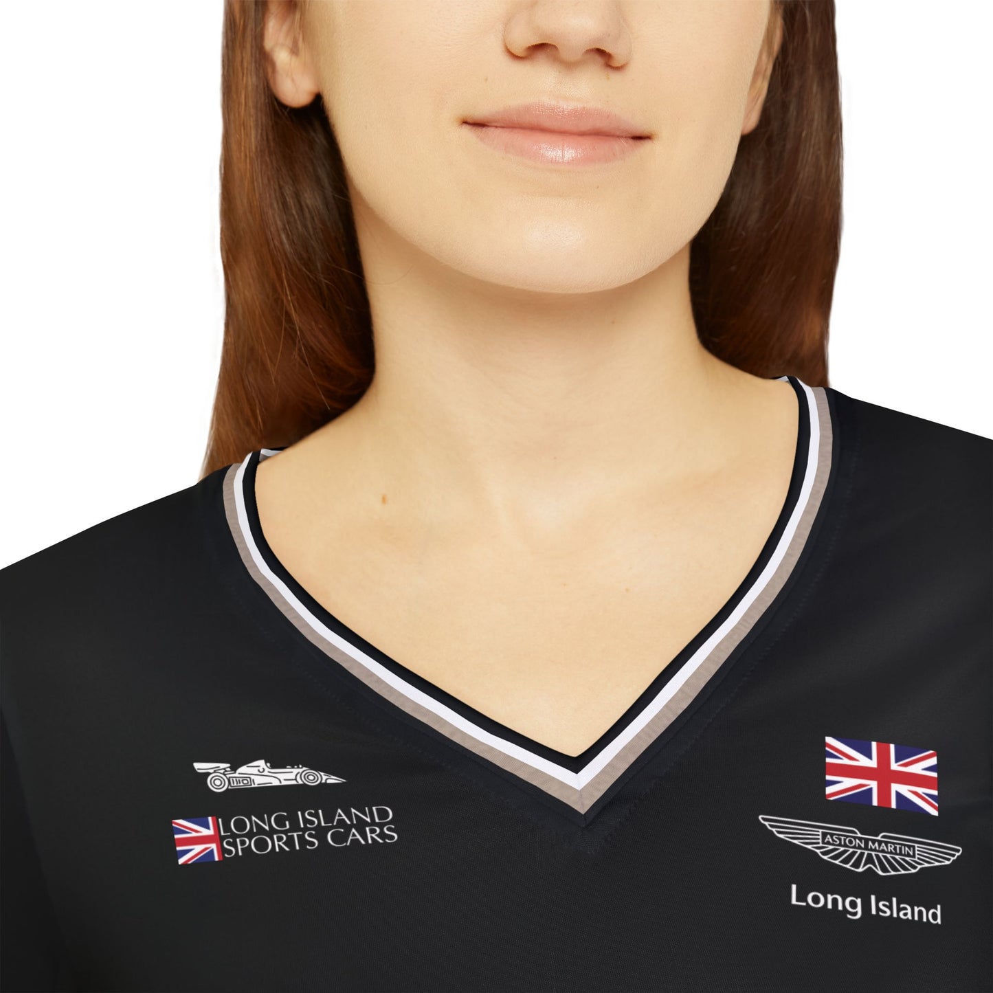 Aston Martin Long Island Long Sleeve V-Neck Shirt Performance Top for Women