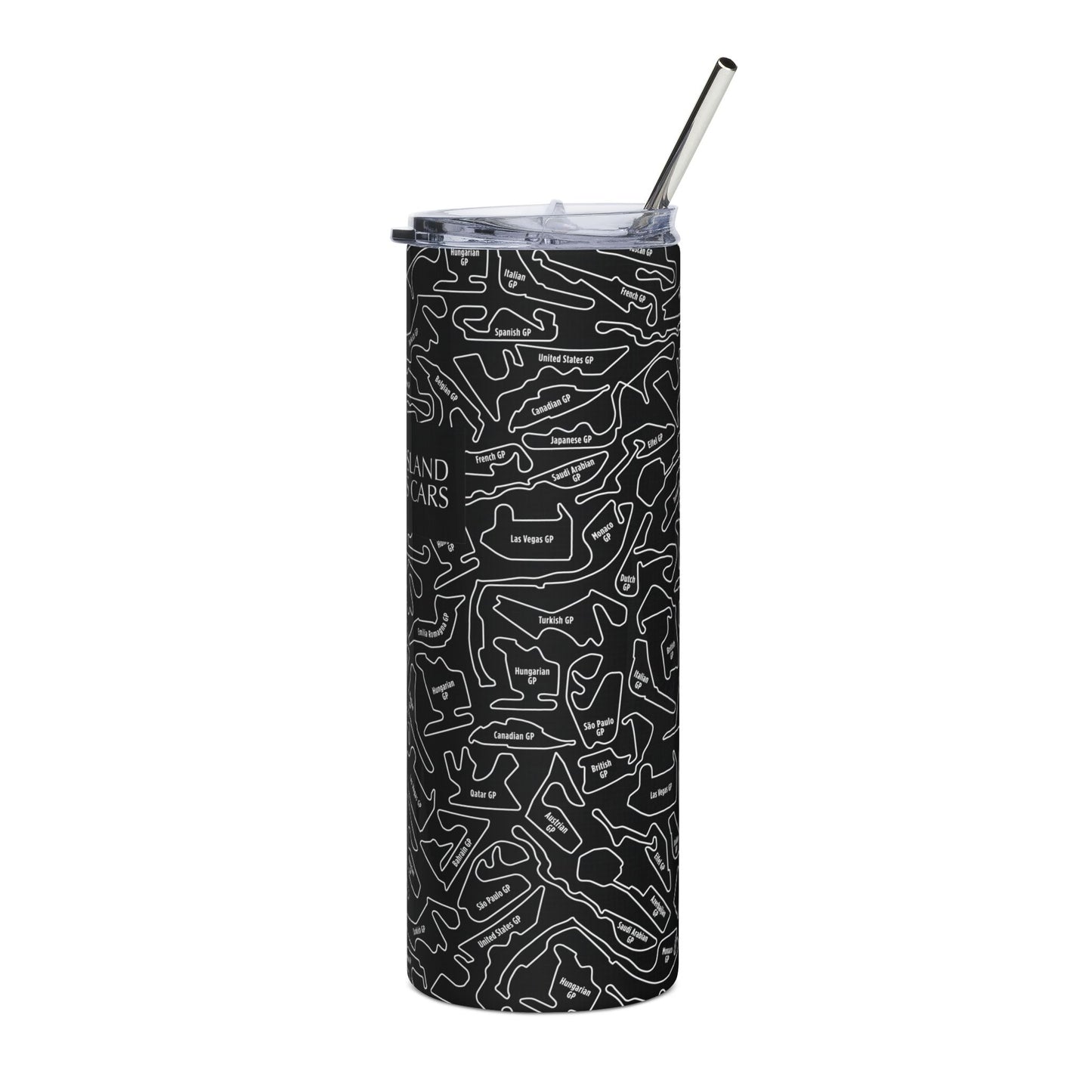 Long Island Sports Cars F1 Race Track Skinny Tumbler with Straw 20oz - Sleek Travel Mug for Car Enthusiasts