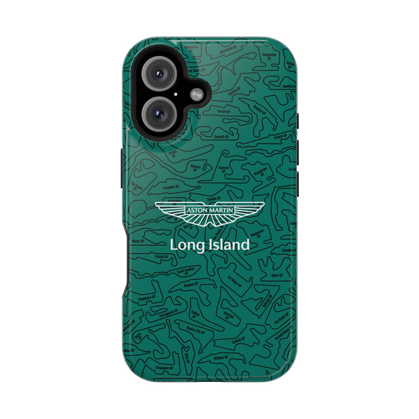 Aston Martin Long Island F1 race Track Inspired Impact-Resistant Phone Case