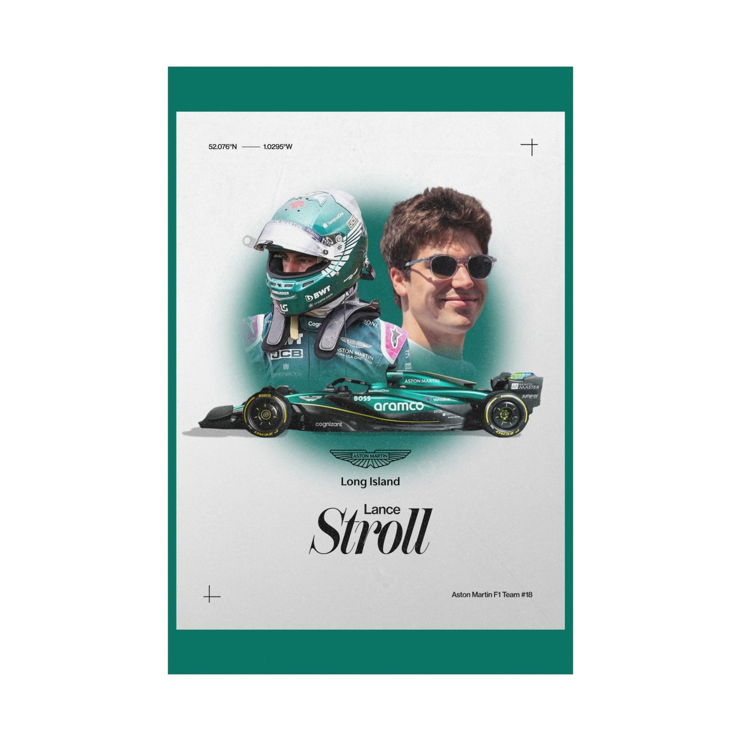 Aston Martin Long Island F1 inspired Lance Stroll Satin Poster Home Decor for F1 Fans
