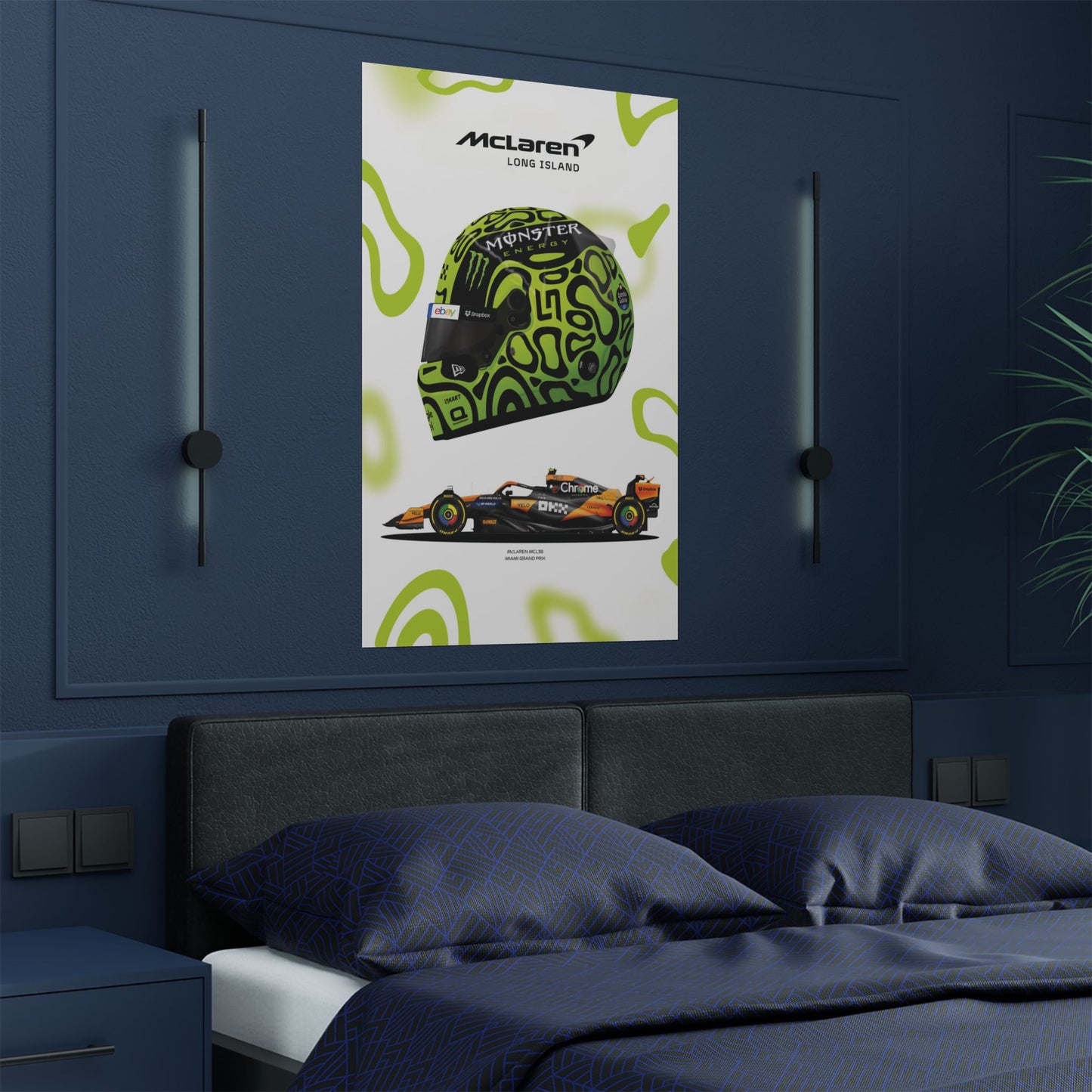 McLaren Long Island Formula 1 inspired | Norris McLaren McL38 Miami Grand Prix Satin Poster