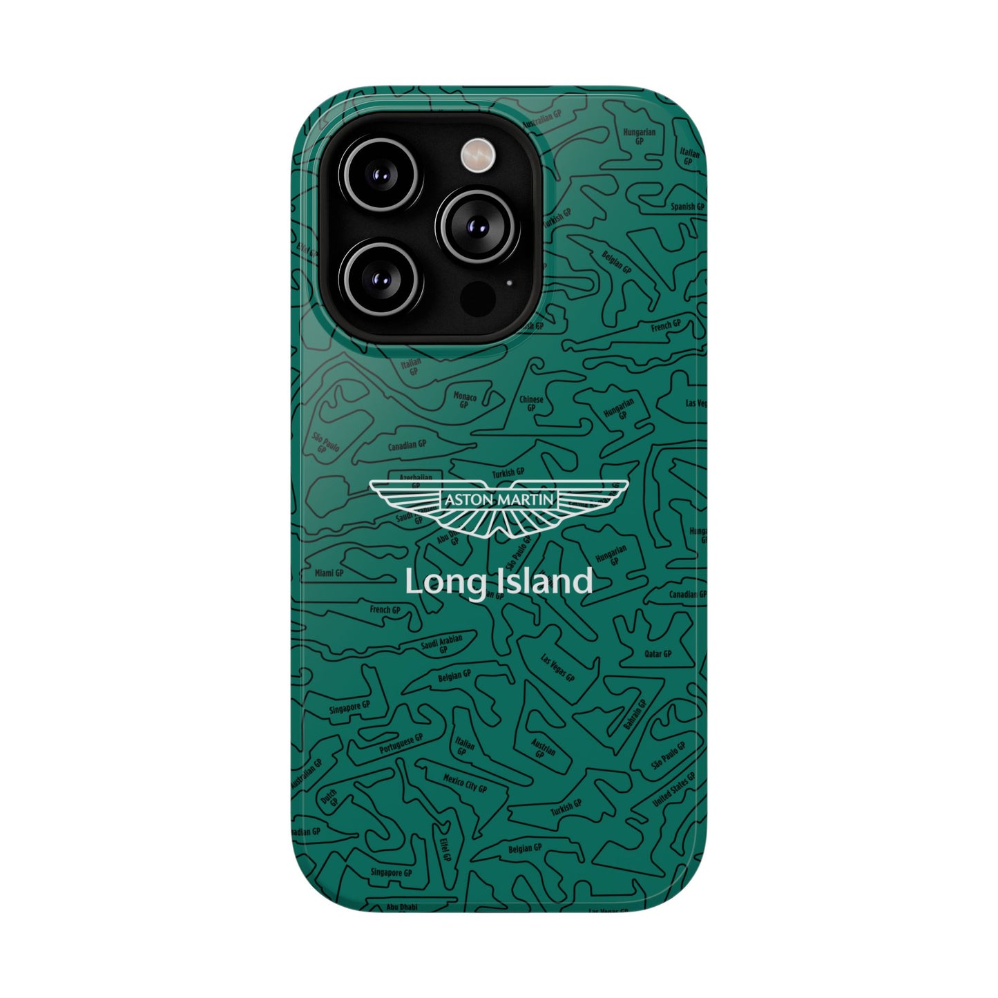 Aston Martin Long Island F1 race Track Inspired Impact-Resistant Phone Case