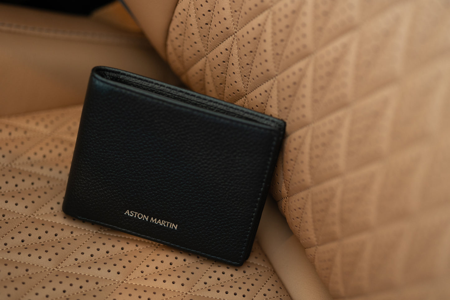 Aston Martin Bi-Fold Wallet in Classic Black color.