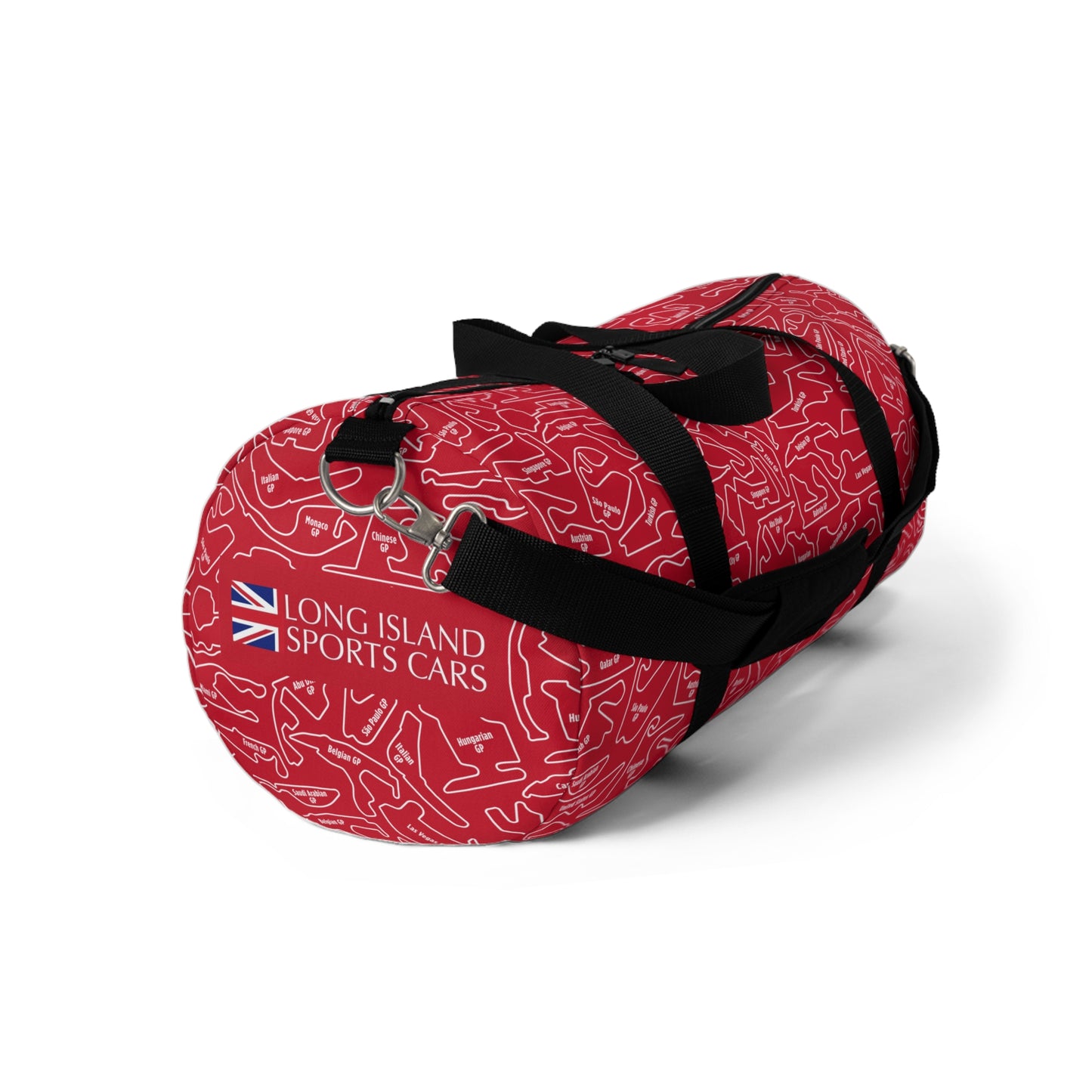 Long Island Sports Cars F1 Racetrack Vibrant Red Travel Duffel Bag