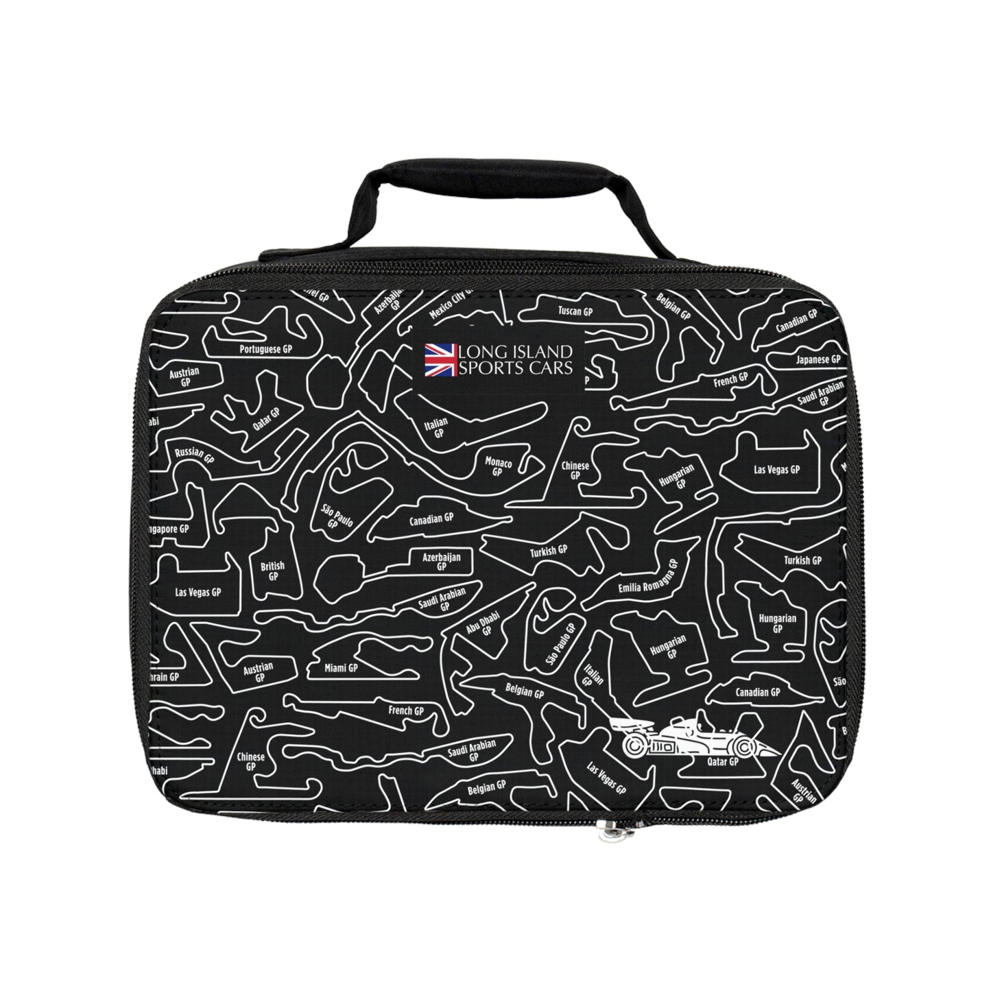 Long Island Sports Cars F1 Racetrack Lunch Bag - Stylish Insulated Tote for Cars Enthusiasts