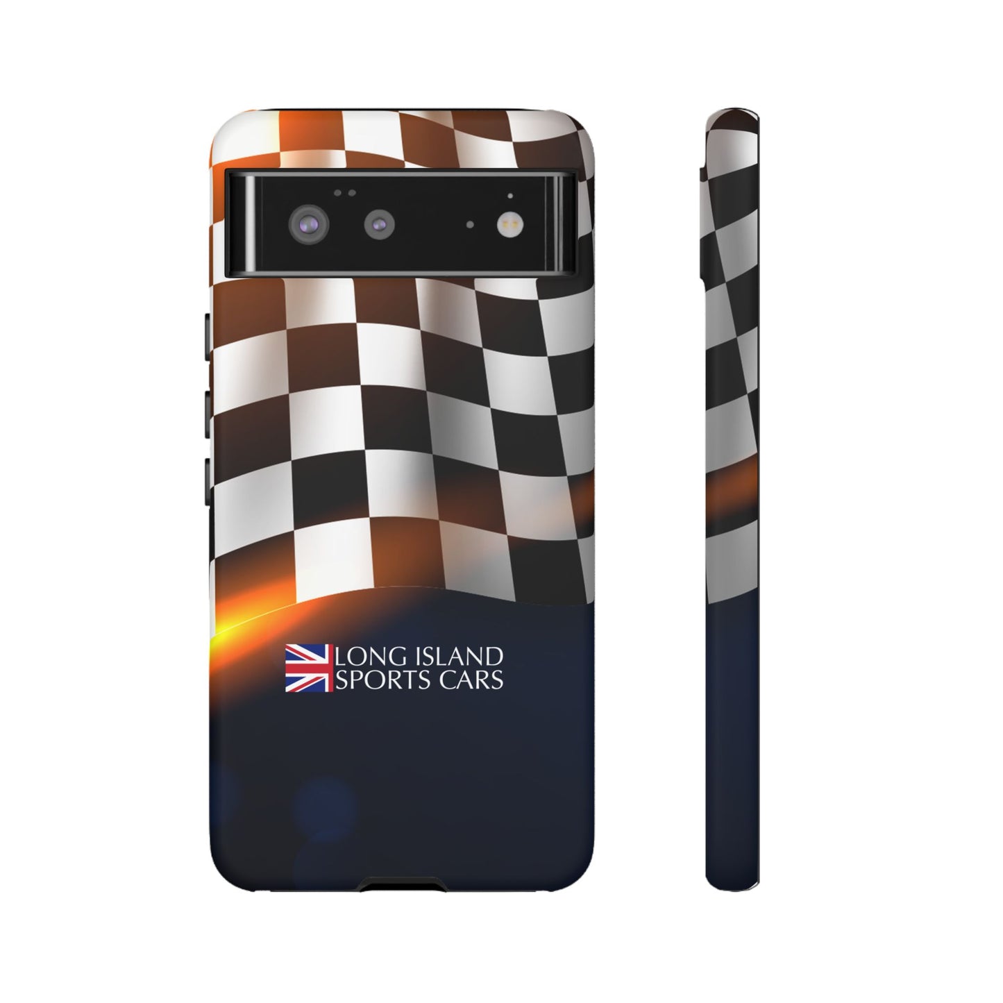 Long Island Sports Cars F1 Checkered Flag Impact-Resistant Phone Case | Durable Protection for Car Enthusiasts