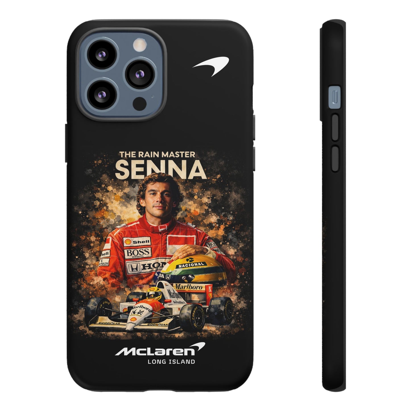 McLaren Long Island “The Rain Master” Ayrton Senna Inspired Impact-Resistant Phone Case | Durable Protection for Car Enthusiasts