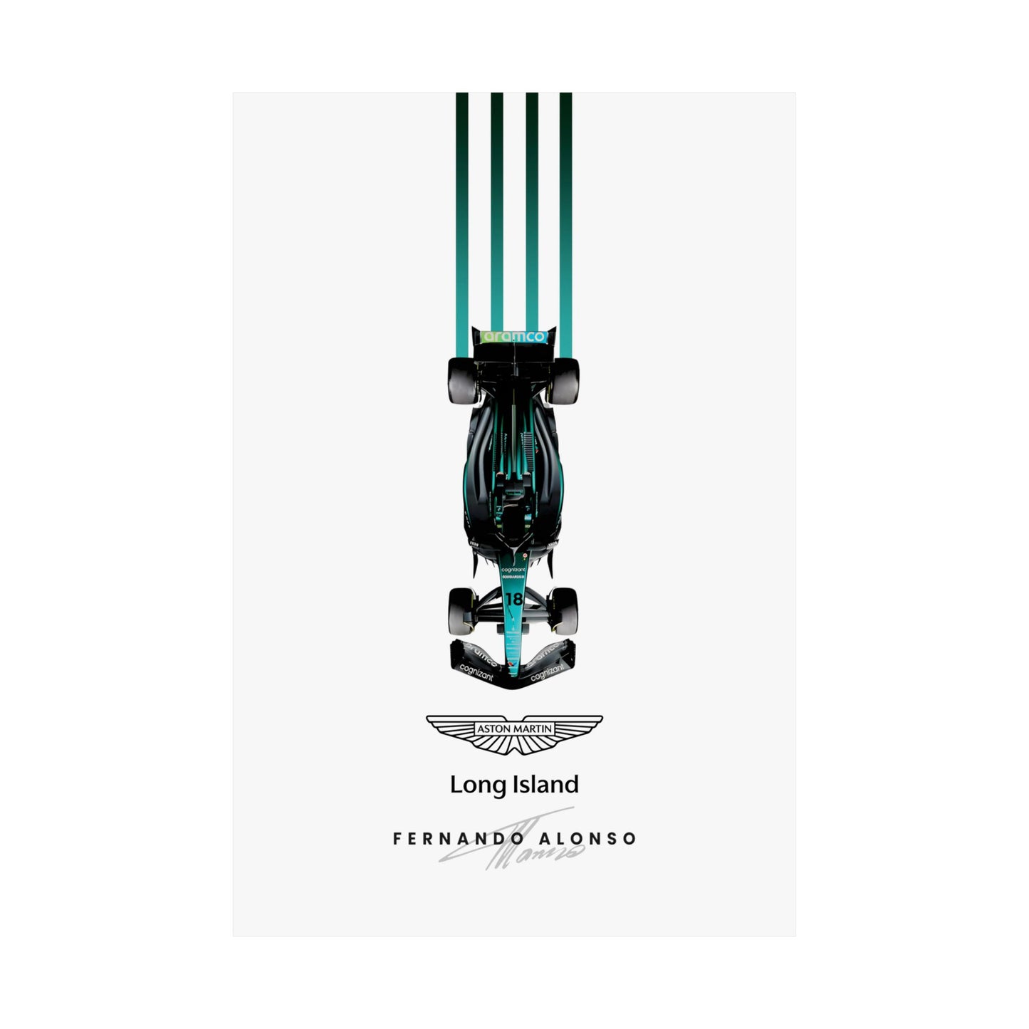 Aston Martin Long Island F1 inspired Satin Poster Fernando Alonso Car Home Decor for F1 Fans