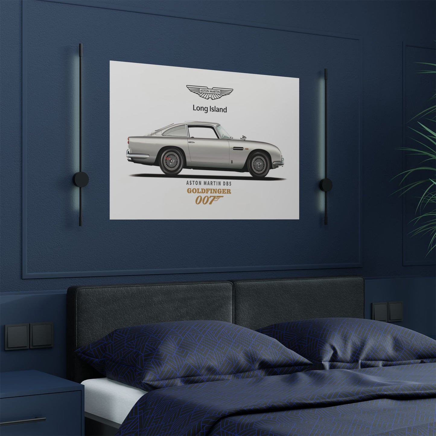 Aston Martin Long Island DB5 Goldfinger 007 inspired (W) Satin Poster
