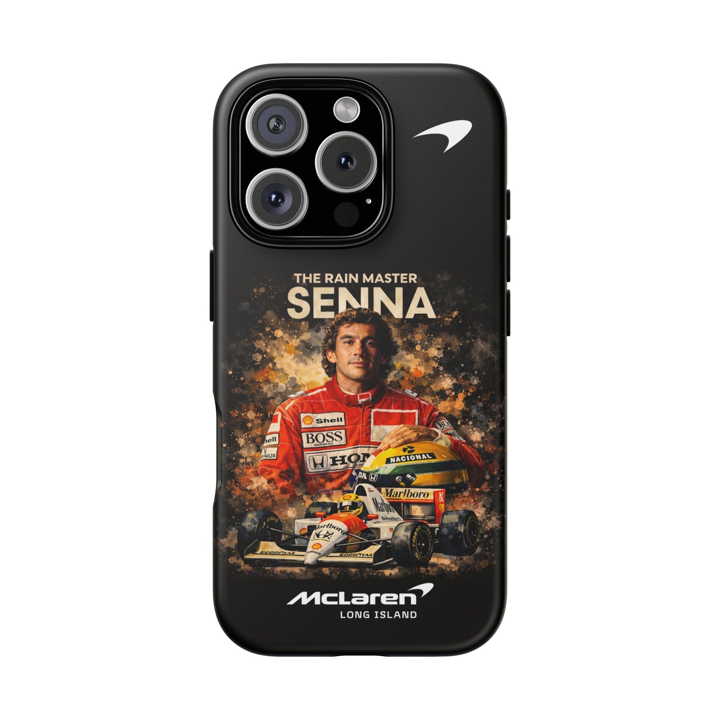 McLaren Long Island “The Rain Master” Ayrton Senna Inspired Impact-Resistant Phone Case | Durable Protection for Car Enthusiasts