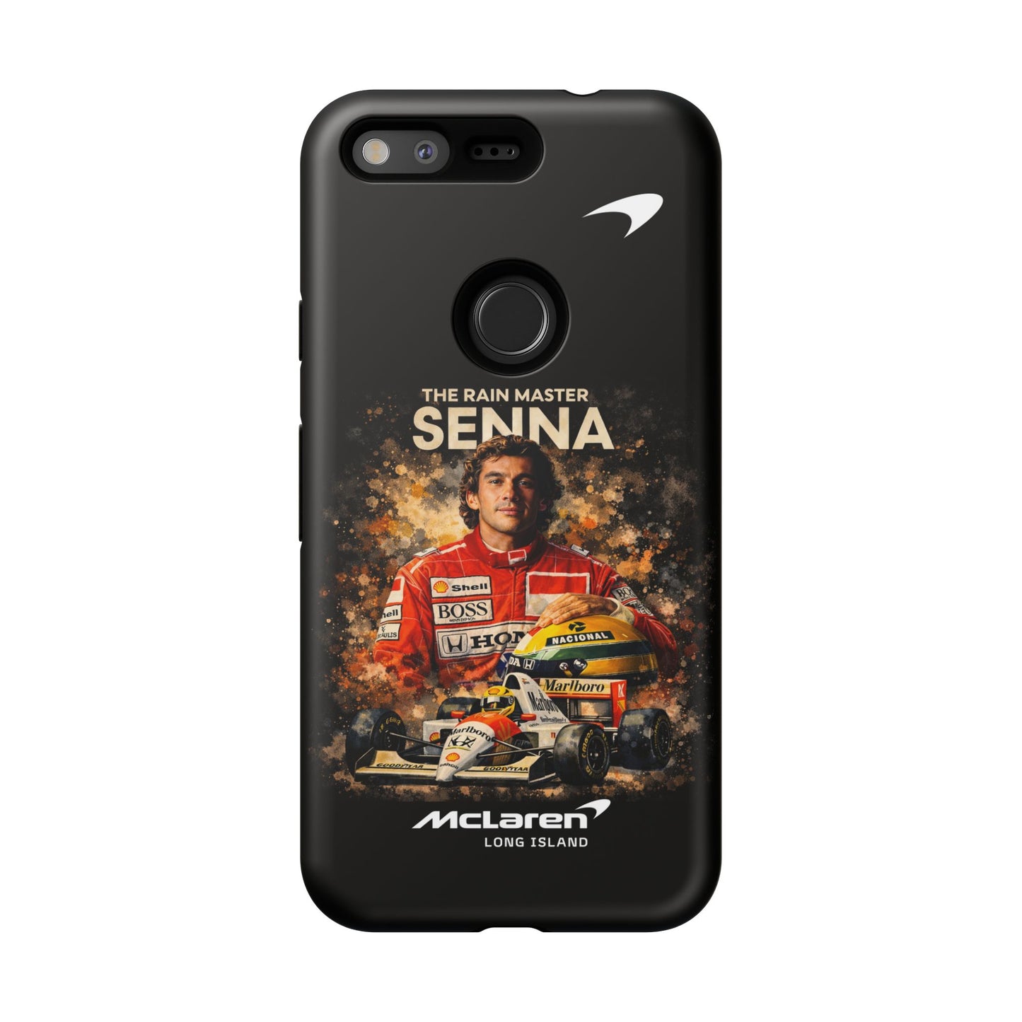McLaren Long Island “The Rain Master” Ayrton Senna Inspired Impact-Resistant Phone Case | Durable Protection for Car Enthusiasts