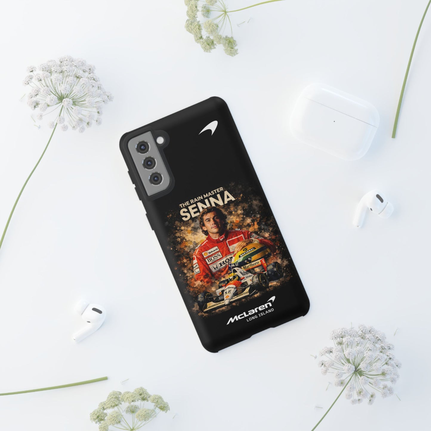 McLaren Long Island “The Rain Master” Ayrton Senna Inspired Impact-Resistant Phone Case | Durable Protection for Car Enthusiasts