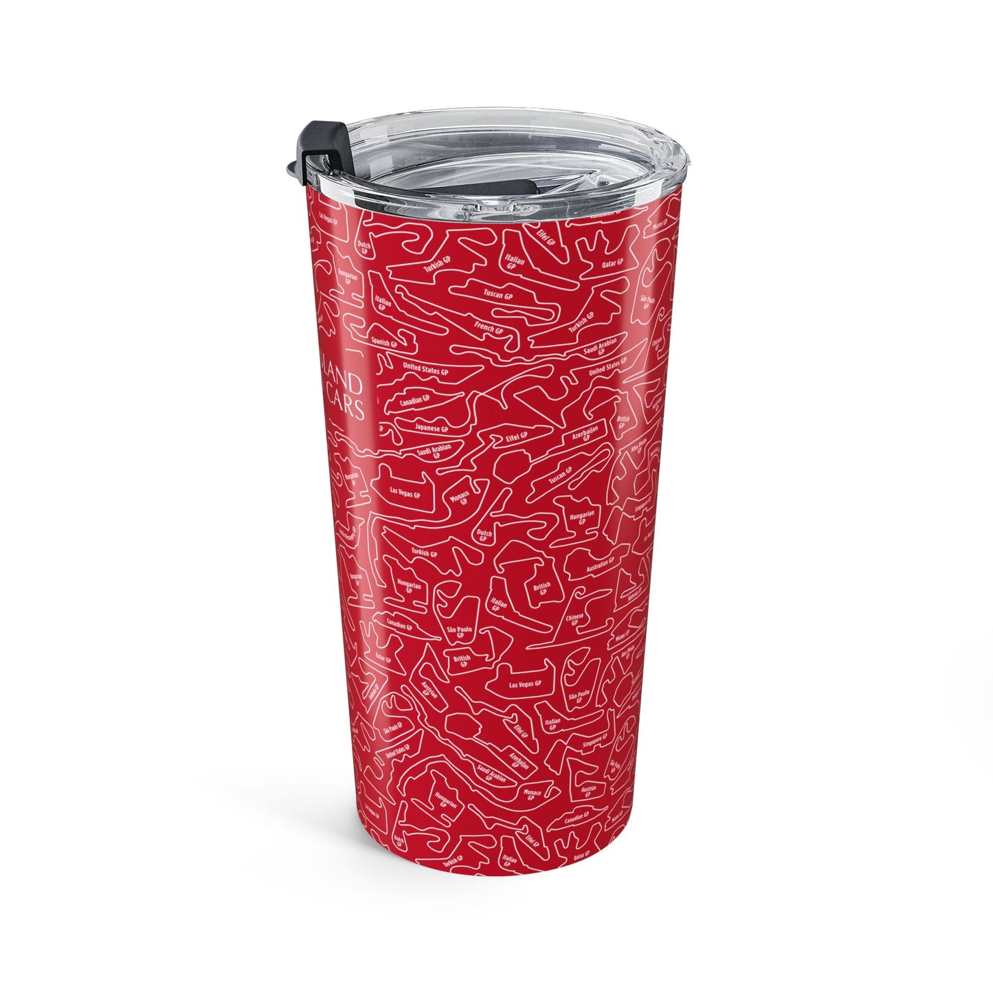Long Island Sports Cars Vibrant Red F1 Racetrack 20oz Tumbler